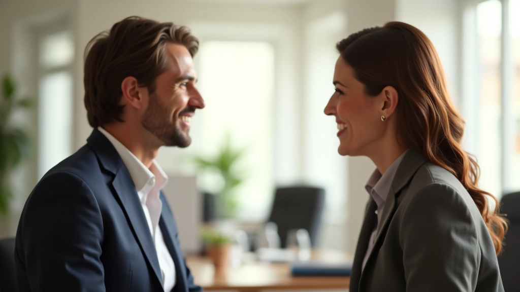 Due persone che si ascoltano durante una conversazione significativa, contatto visivo diretto, ambiente tranquillo e professionale